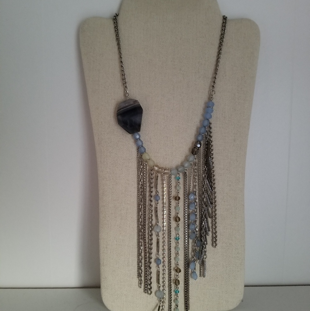 Long flowing, blue toned gems and stones in silver
